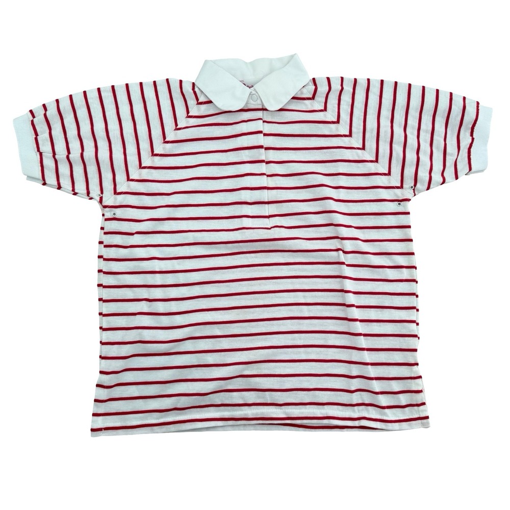 Vintage Red Stripe Polo Shirt Mens Size L Collared Short Sleeve Casual Classic